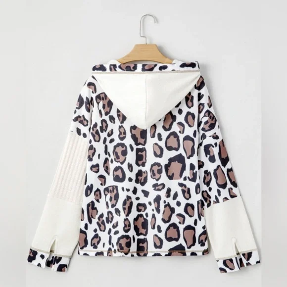 Leopard Print Zip-Up Hoodie - Picture 4 of 10